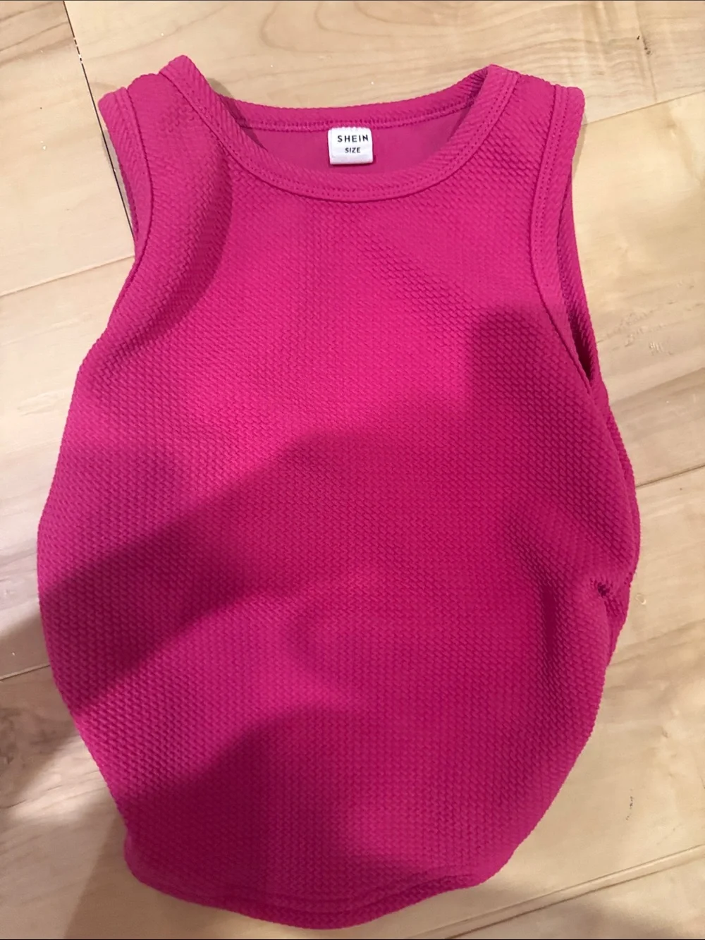 SHEIN Fuchsia Ribbed Sleeveless Tank Top